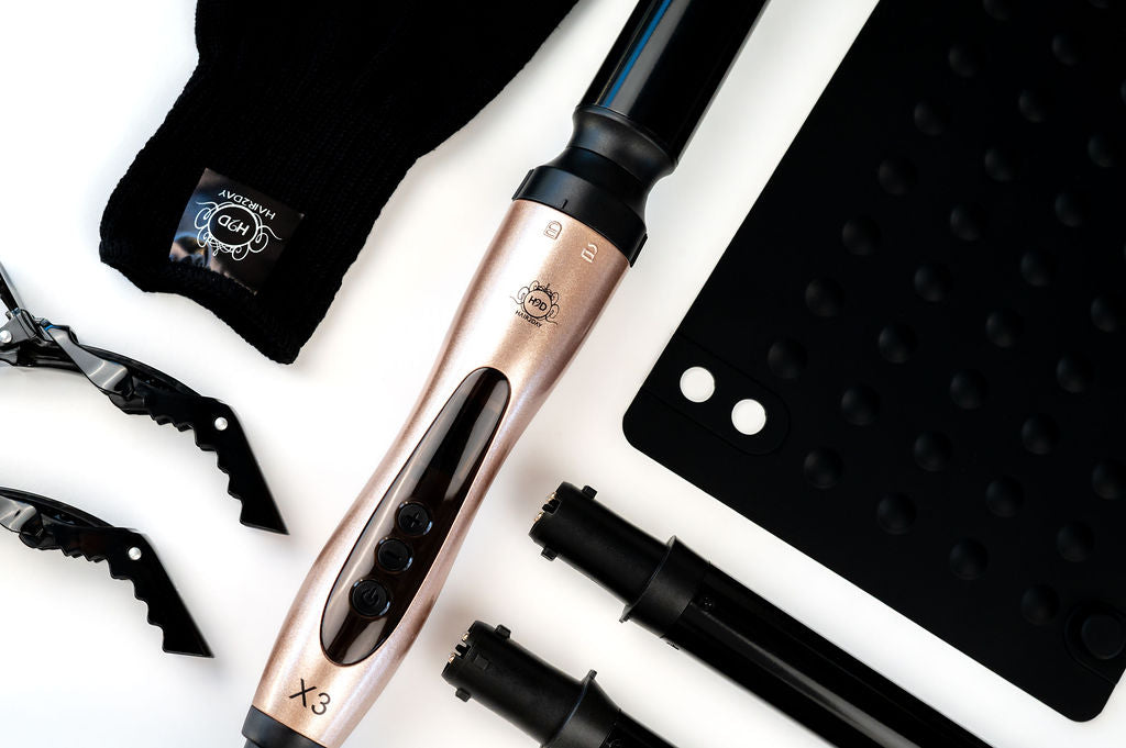 H2D curling wand with heat-resistant glove and mat