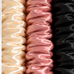 Close-up of satin scrunchie fabric