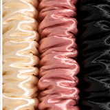 Close-up of satin scrunchie fabric